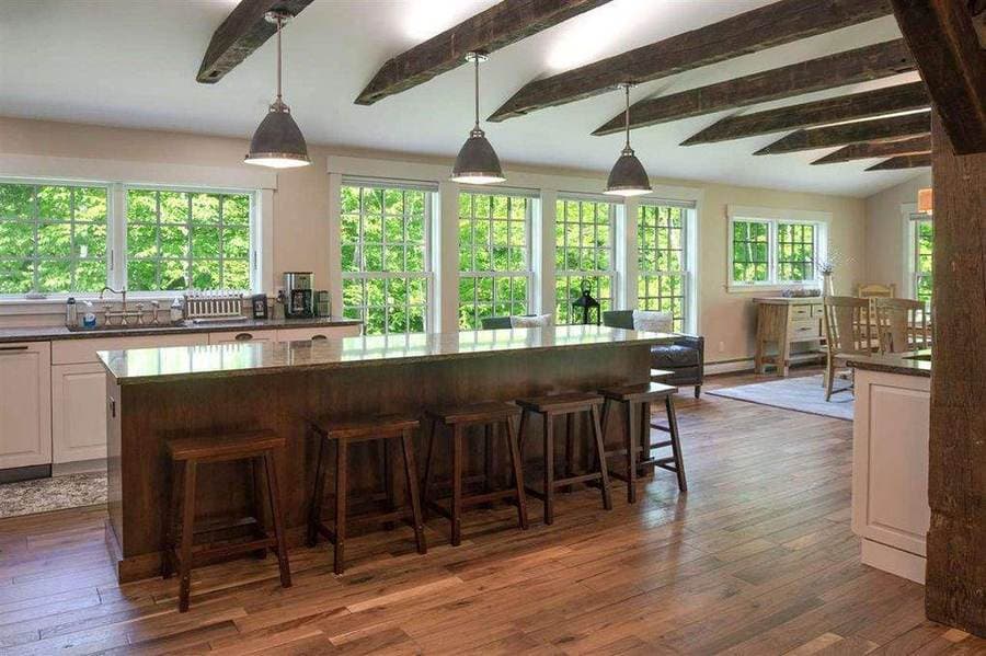 Rebuilt open kitchen with island in a Connecticut home